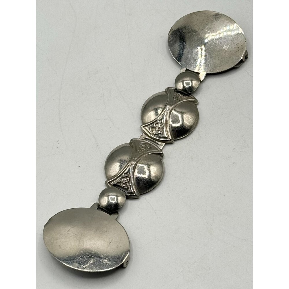 Estate Solid Brass Silver Interlocking Belt Buckle - image 2